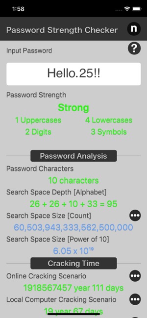 Password Strength Checker iOS App for iPhone and iPad