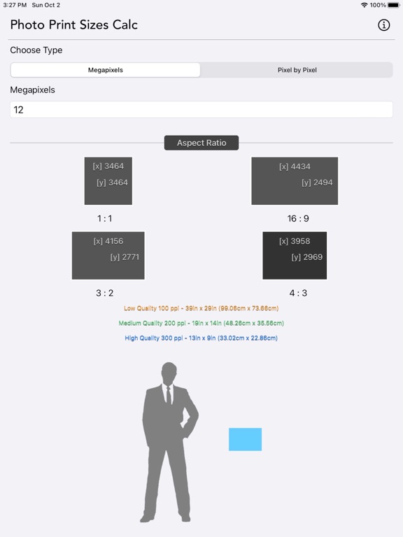 Photo_Print_Sizes_Calculator iPadOS App Screenshot 1