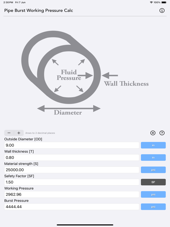 Pipe_Working_Pressure_Calc iPadOS App Screenshot 5