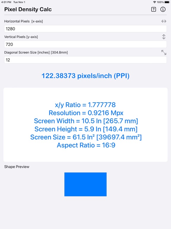 Pixel_Density_Calculator iPadOS App Screenshot 10