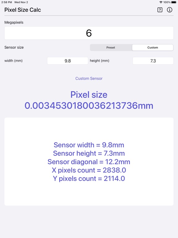 Pixel_Size_Calculator iPadOS App Screenshot 3