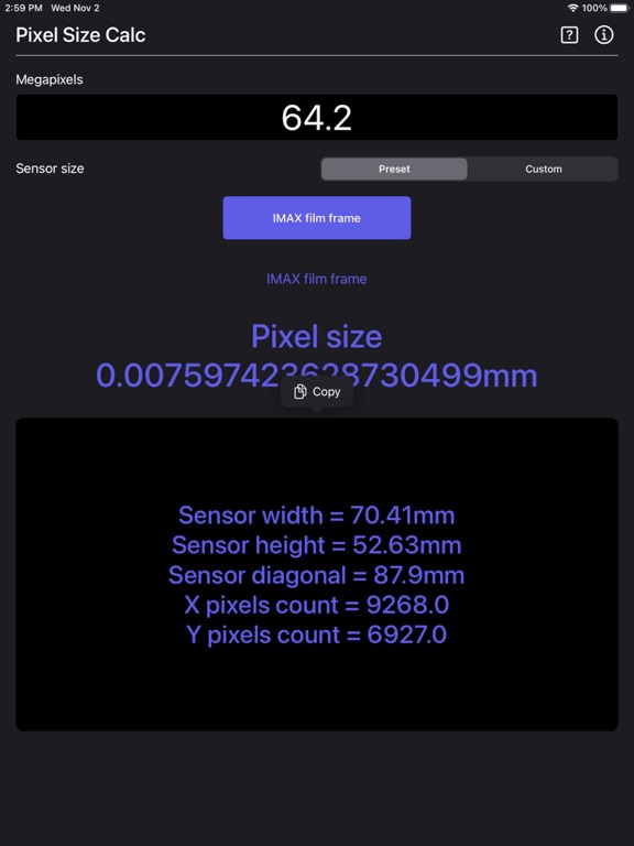 Pixel_Size_Calculator iPadOS App Screenshot 8
