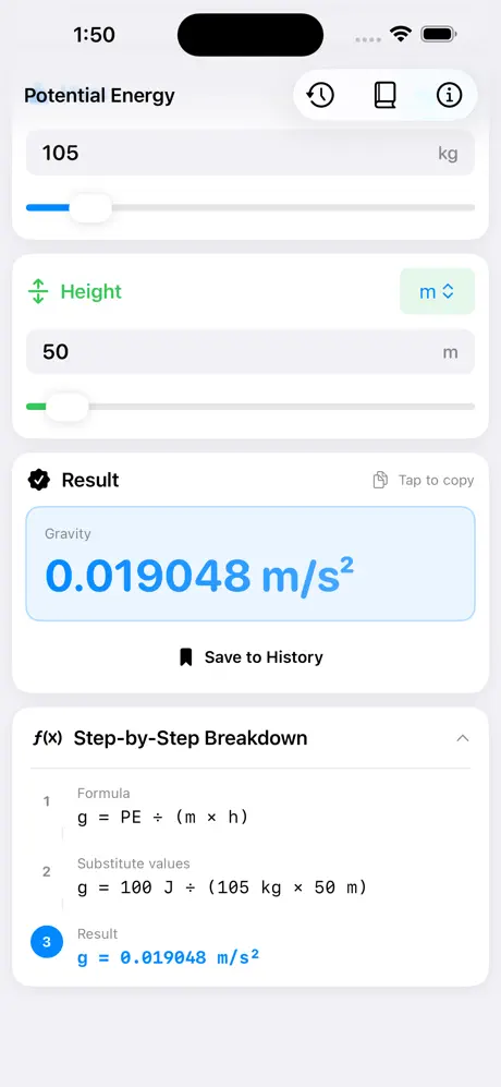 Potential_Energy_Calculator iOS App Screenshot 4
