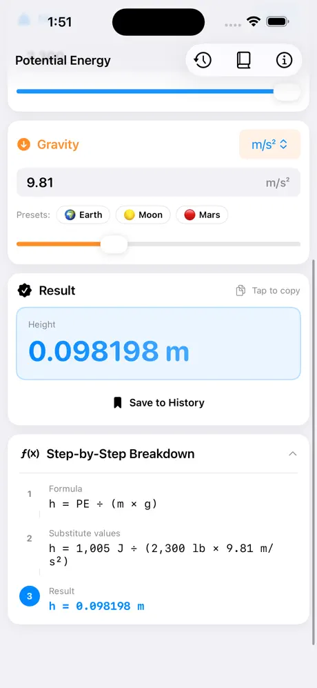 Potential_Energy_Calculator iOS App Screenshot 6