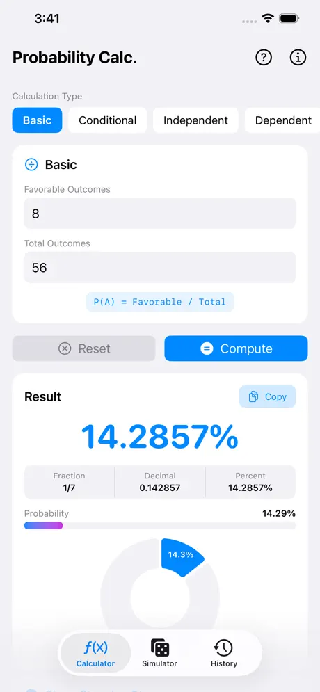 Probability_Calculator_Plus iOS App Screenshot 1