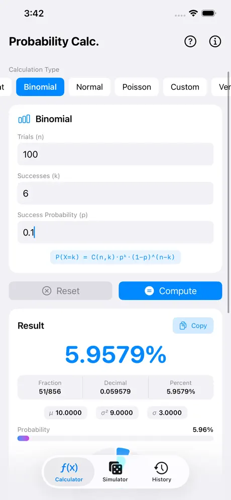 Probability_Calculator_Plus iOS App Screenshot 4