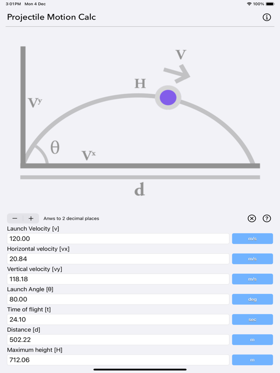 Projectile_Motion_Calc iPadOS App Screenshot 5
