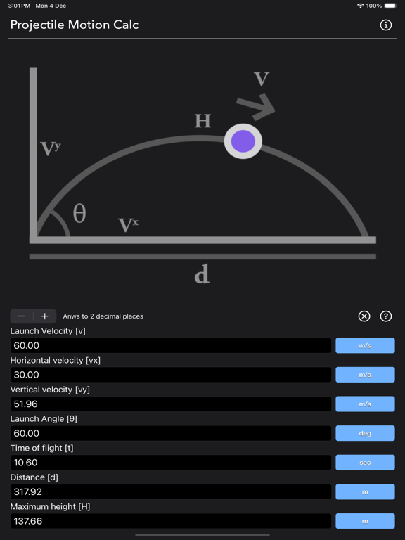 Projectile_Motion_Calc iPadOS App Screenshot 6