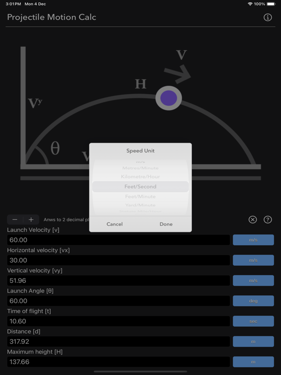 Projectile_Motion_Calc iPadOS App Screenshot 8
