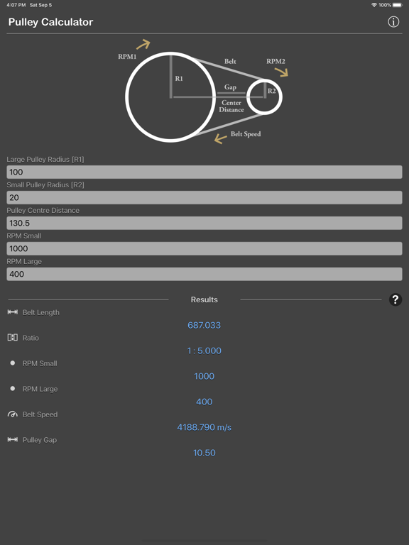 Pulley_Calculator iPadOS App Screenshot 3
