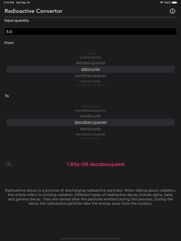 Radioactivity_Conversion iPadOS App Screenshot 1