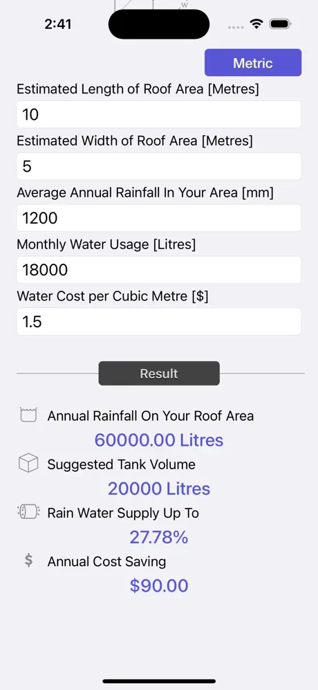 Rainfall_Calculator iOS App Screenshot 4