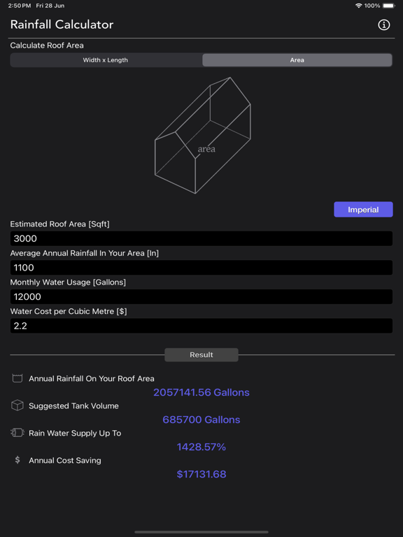 Rainfall_Calculator iPadOS App Screenshot 3