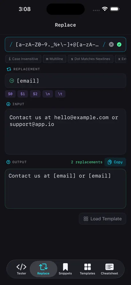 Regex_Lab iOS App Screenshot 2