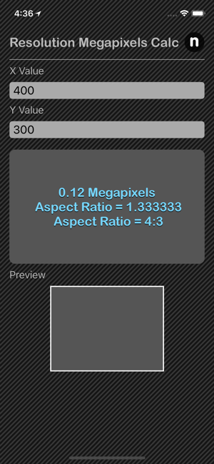Resolution Megapixels Calc iOS App for iPhone and iPad