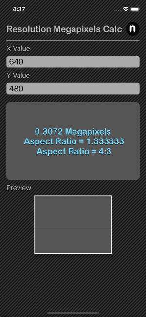 Resolution Megapixels Calc iOS App for iPhone and iPad