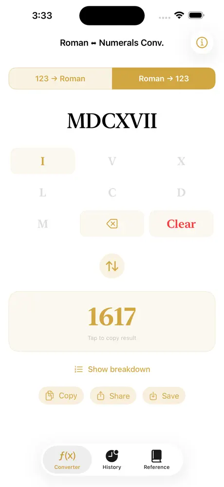 Roman_Numerals_Converter_Plus iOS App Screenshot 3