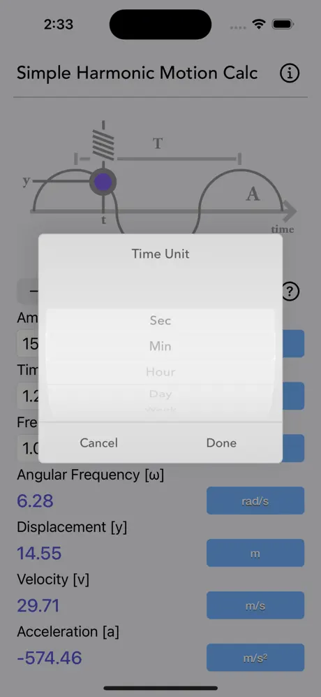 Simple_Harmonic_Motion_Calc iOS App Screenshot 4