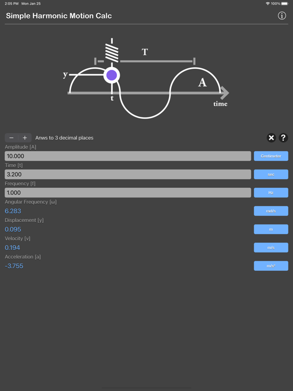 Simple_Harmonic_Motion_Calc iPadOS App Screenshot 3
