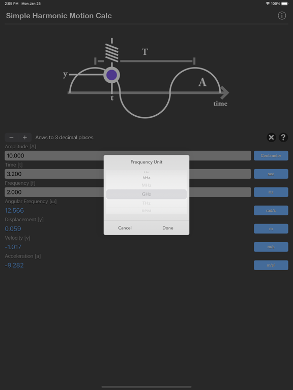 Simple_Harmonic_Motion_Calc iPadOS App Screenshot 5