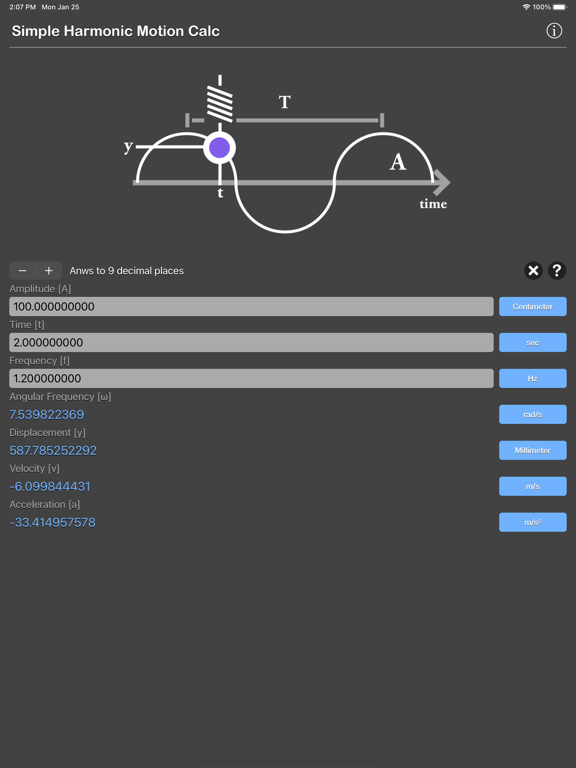 Simple_Harmonic_Motion_Calc iPadOS App Screenshot 9