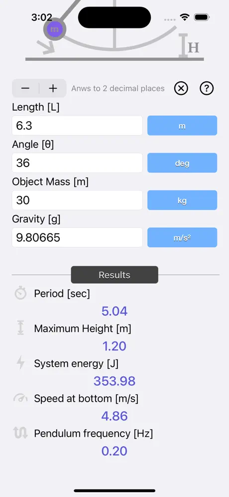 Simple_Pendulum_Calculator iOS App Screenshot 3