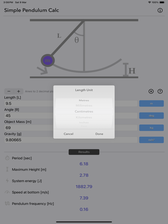 Simple_Pendulum_Calculator iPadOS App Screenshot 2