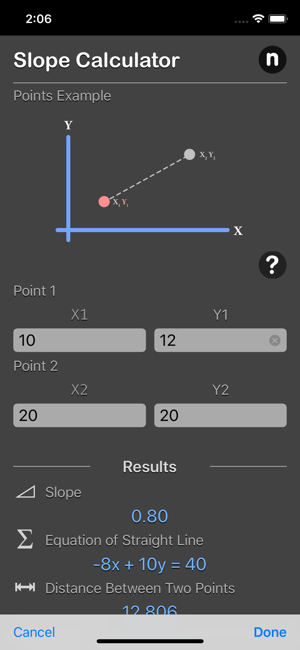 Slope Calculator Plus iOS App for iPhone and iPad