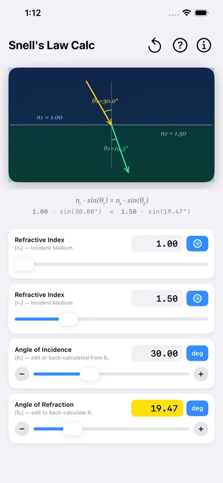 Snell_s_Law_Calculator iOS App Screenshot 5