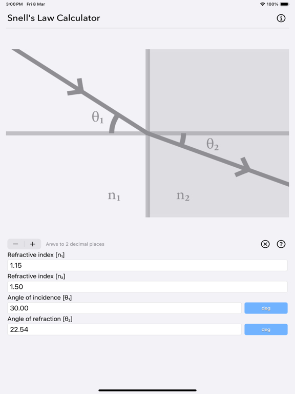 Snell_s_Law_Calculator iPadOS App Screenshot 3
