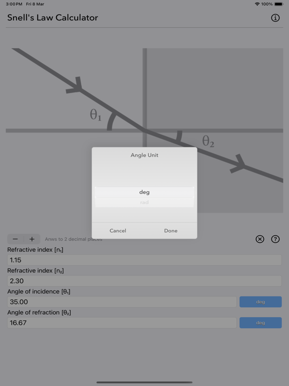 Snell_s_Law_Calculator iPadOS App Screenshot 4