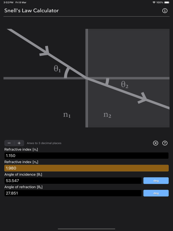 Snell_s_Law_Calculator iPadOS App Screenshot 8