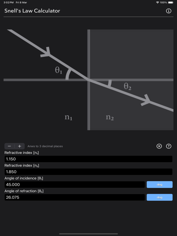Snell_s_Law_Calculator iPadOS App Screenshot 9