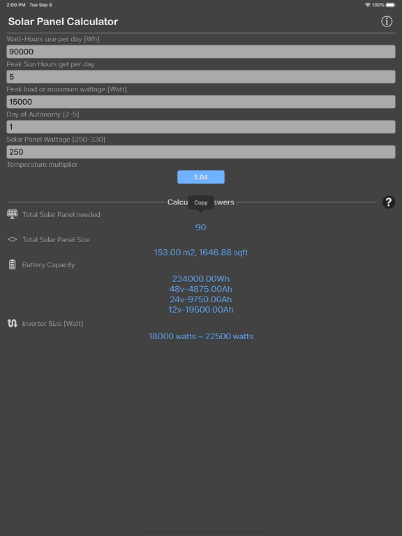Solar_Panel_Calculator_Plus iPadOS App Screenshot 5