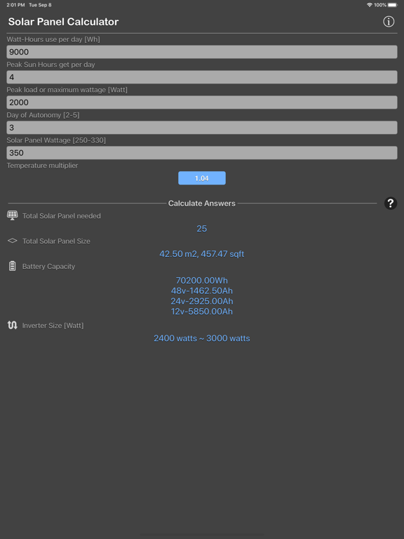Solar_Panel_Calculator_Plus iPadOS App Screenshot 9