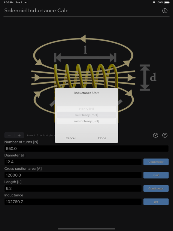 Solenoid_Inductance_Calculator iPadOS App Screenshot 9