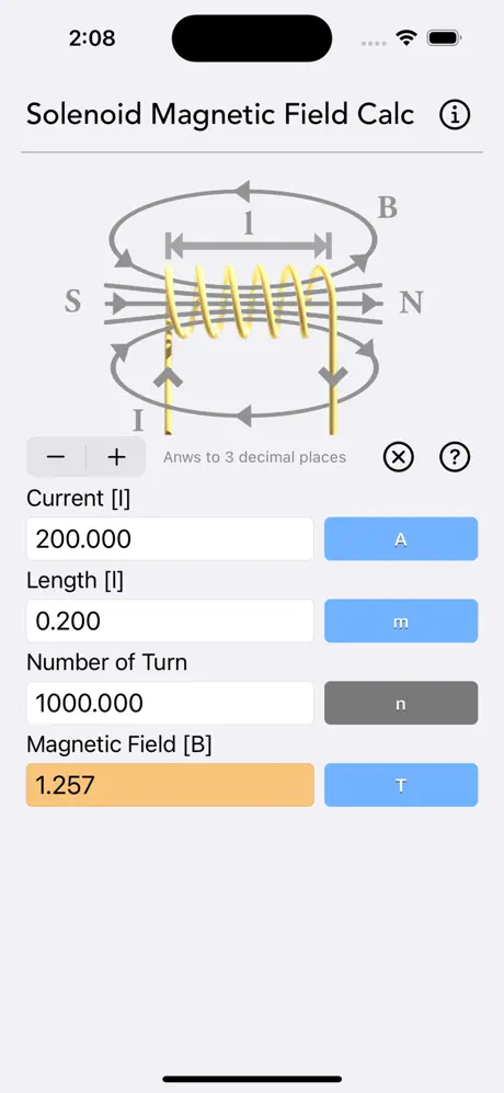 Solenoid_Magnetic_Field_Calc iOS App Screenshot 1