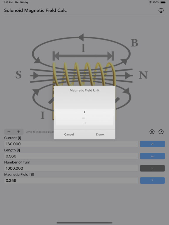 Solenoid_Magnetic_Field_Calc iPadOS App Screenshot 2