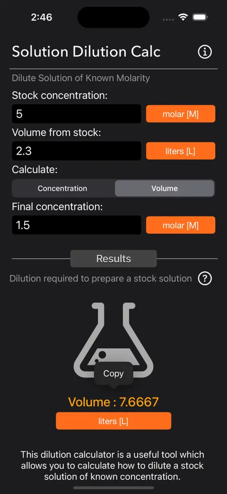 Solution_Dilution_Calculator iOS App Screenshot 3