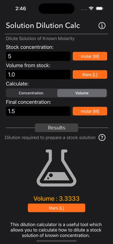 Solution_Dilution_Calculator iOS App Screenshot 5