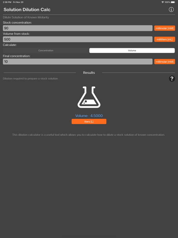 Solution_Dilution_Calculator iPadOS App Screenshot 10