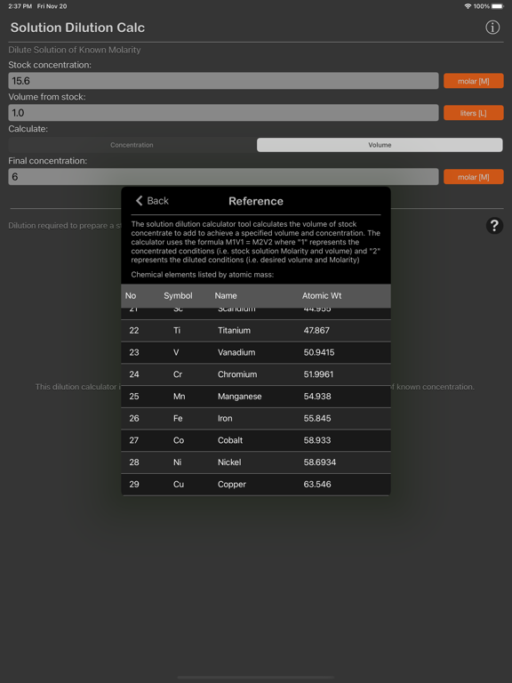 Solution_Dilution_Calculator iPadOS App Screenshot 4