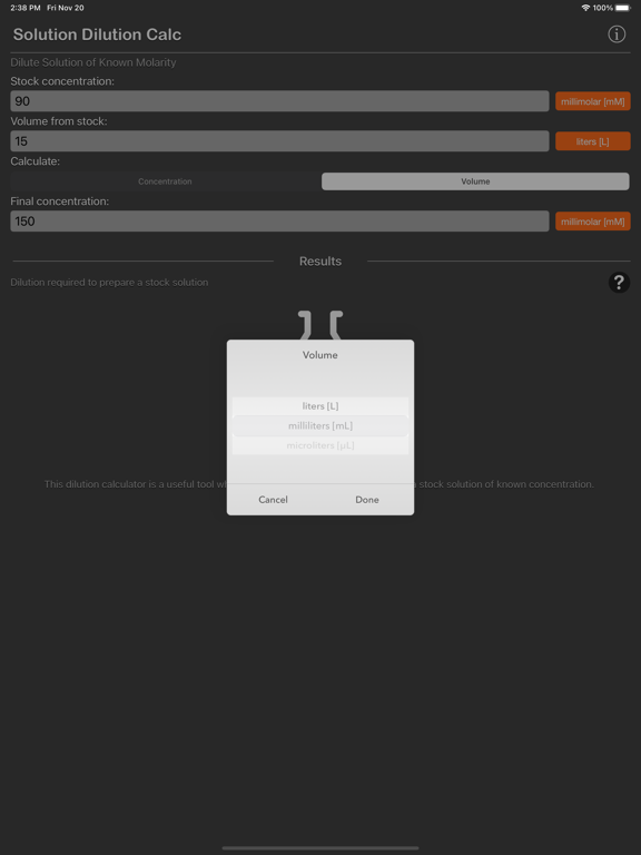 Solution_Dilution_Calculator iPadOS App Screenshot 8
