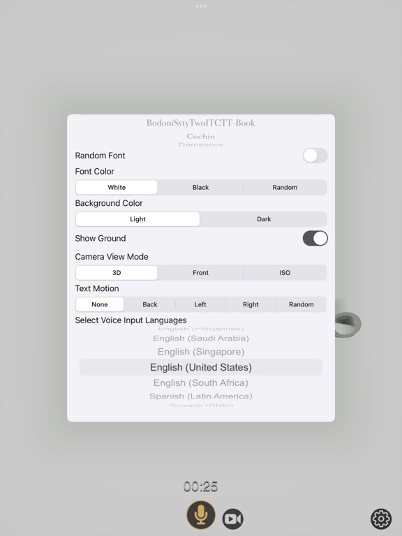 Speech_To_3D_Text iPadOS App Screenshot 4