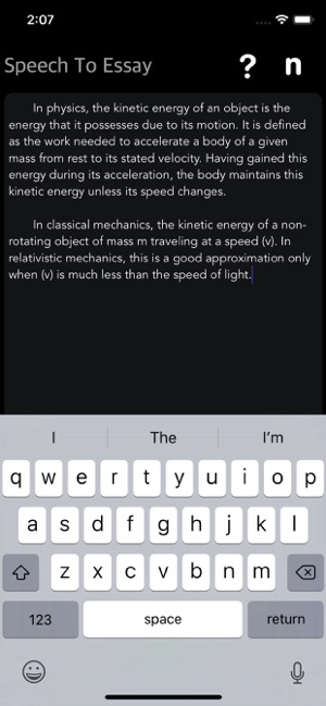 Speech To Essay iOS App for iPhone and iPad