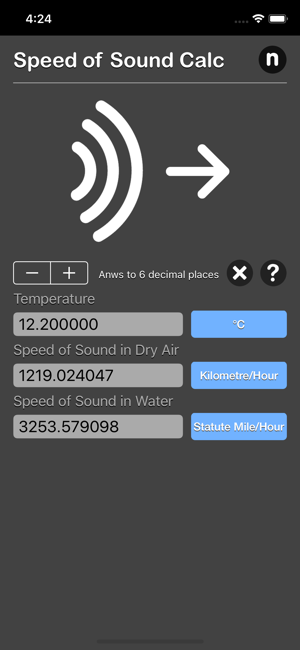 Speed of Sound Calculator iOS App for iPhone and iPad