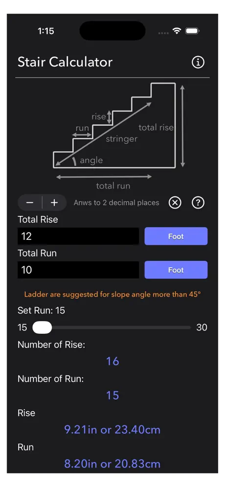 Stair_Calculator_Plus iOS App Screenshot 6