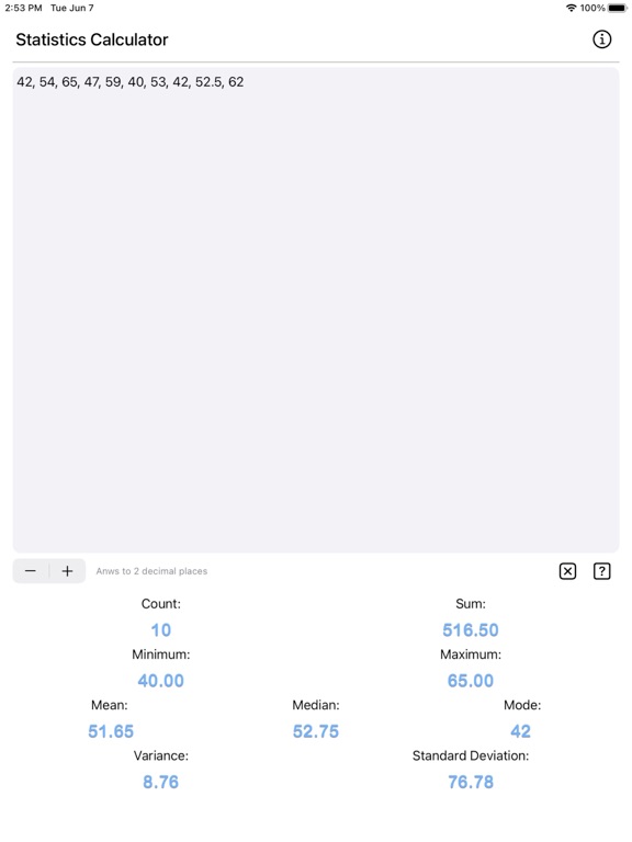 Statistics_Calculator_Plus iPadOS App Screenshot 2
