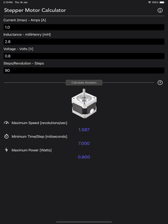 Stepper_Motor_Calculator iPadOS App Screenshot 10