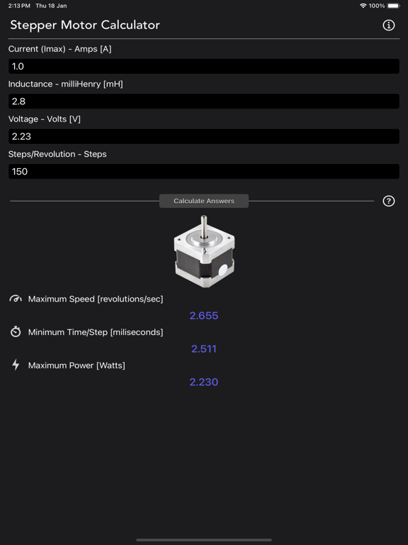 Stepper_Motor_Calculator iPadOS App Screenshot 7